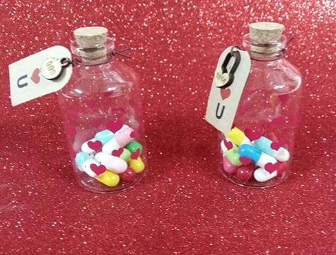 Mantar Kapaklı Aşk Kapsülleri Mesaj Şişesi  Not Kağıtlı (2 Adet)