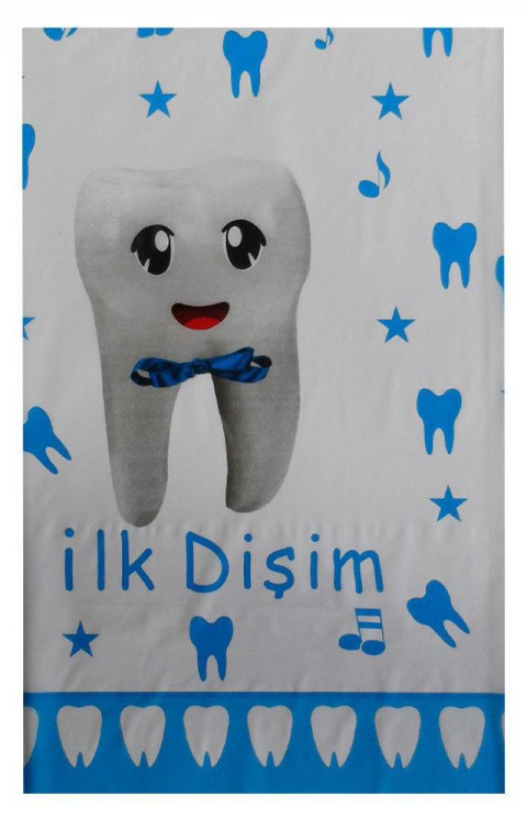 İlk Dişim Mavi Doğum Günü Partisi Masa Örtüsü