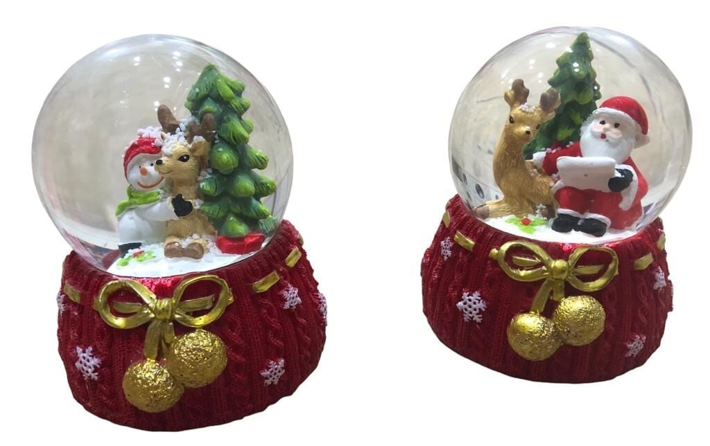 Yılbaşı Noel Baba & Kardan Adam & Geyik Dekoratif Cam Kar Küresi (10cm x 6.5cm)