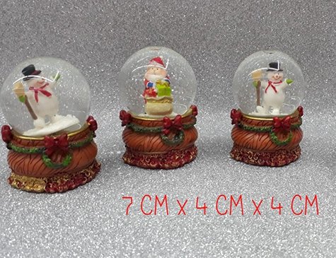 Yılbaşı Temalı Mini Cam Kar Küresi (Noel Baba Kardan Adam)