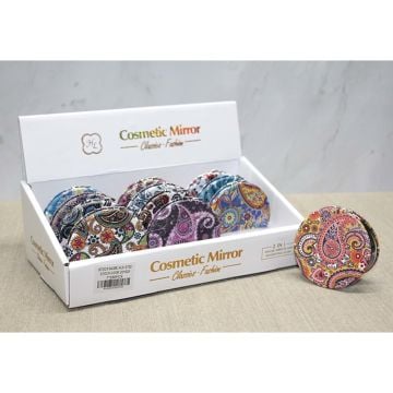 Taşlı Renkli Tasarımlı Dekoratif Oval Bayan İnce Makyaj Aynası