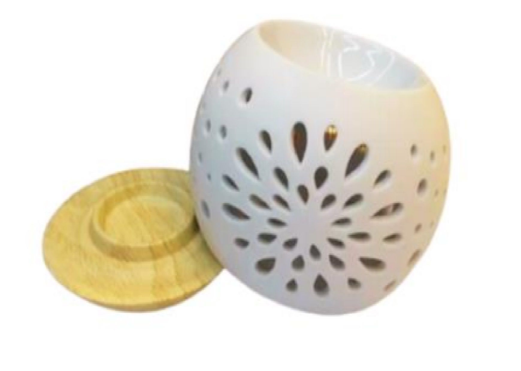 Oval Lotus Çiçeği Yaprakları Desenli Seramik Buhurdanlık