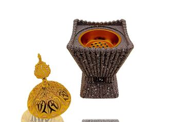 Dekoratif Altın Kubbe Detaylı Metal Buhurdanlık