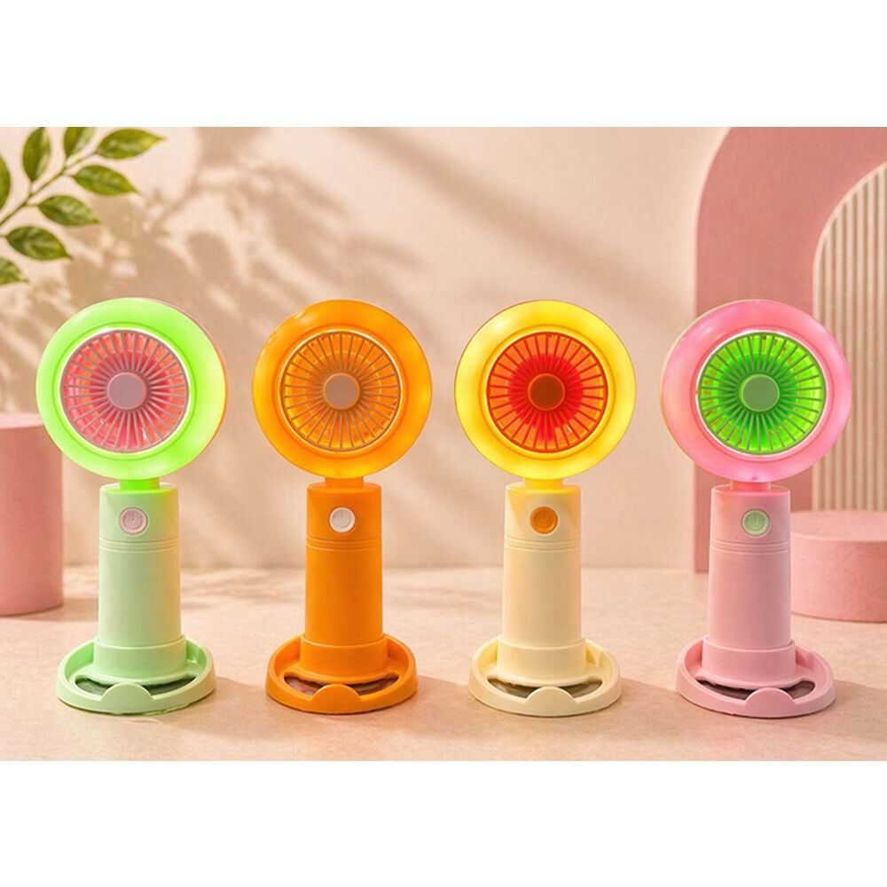 Işıklı Renkli Pervaneli Mini El Fanı Masa Üstü Şık Fan