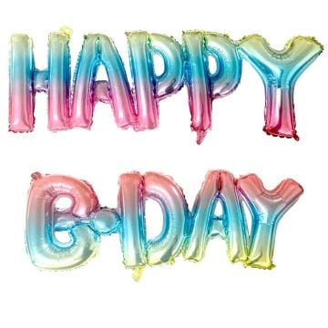 Happy B.Day Gökkuşağı Folyo Balon Seti