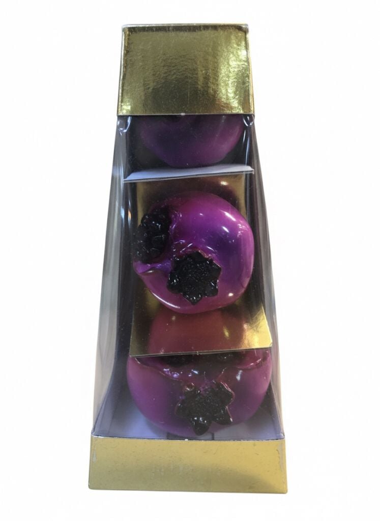 Mor Renk 3'lü Polyester Nar Obje Seti