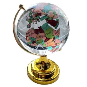 Dekoratif Dünya Cam Küre (9 cm Gold)