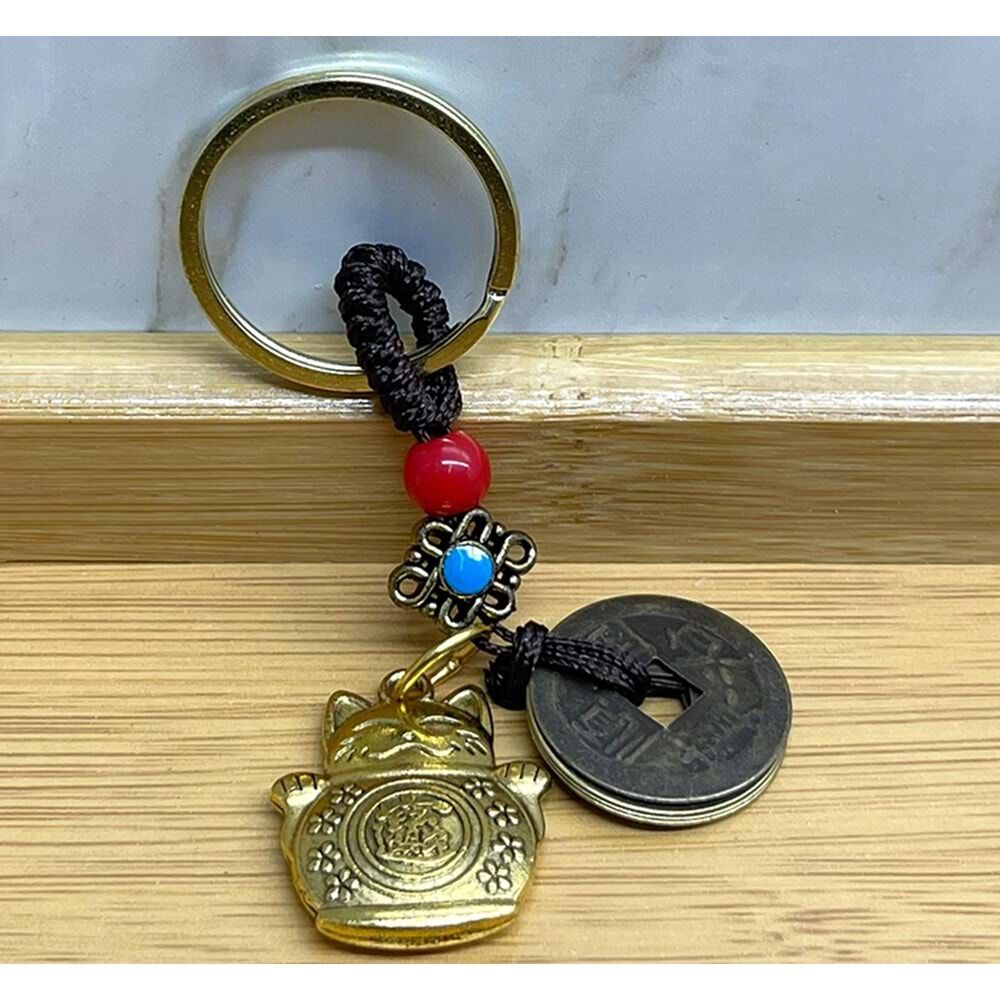 Maneki Neko Kedi Şans Ve Bereket Metal Anahtarlık