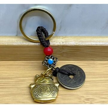 Maneki Neko Kedi Şans Ve Bereket Metal Anahtarlık
