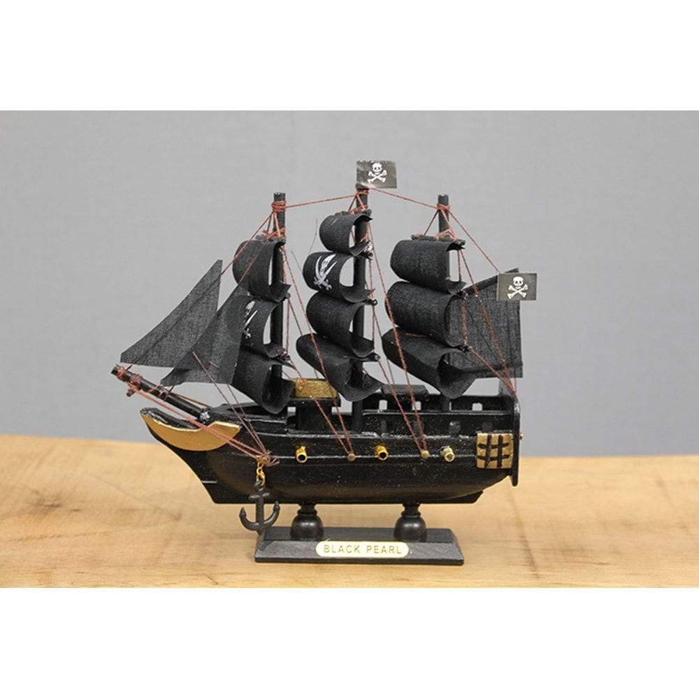 Dekoratif Ahşap Yelkenli Korsan Gemisi Maketi (15 cm x 15 cm)
