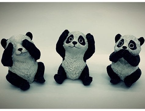 Dekoratif 3 Panda Biblo Görmedim Duymadım Bilmiyorum