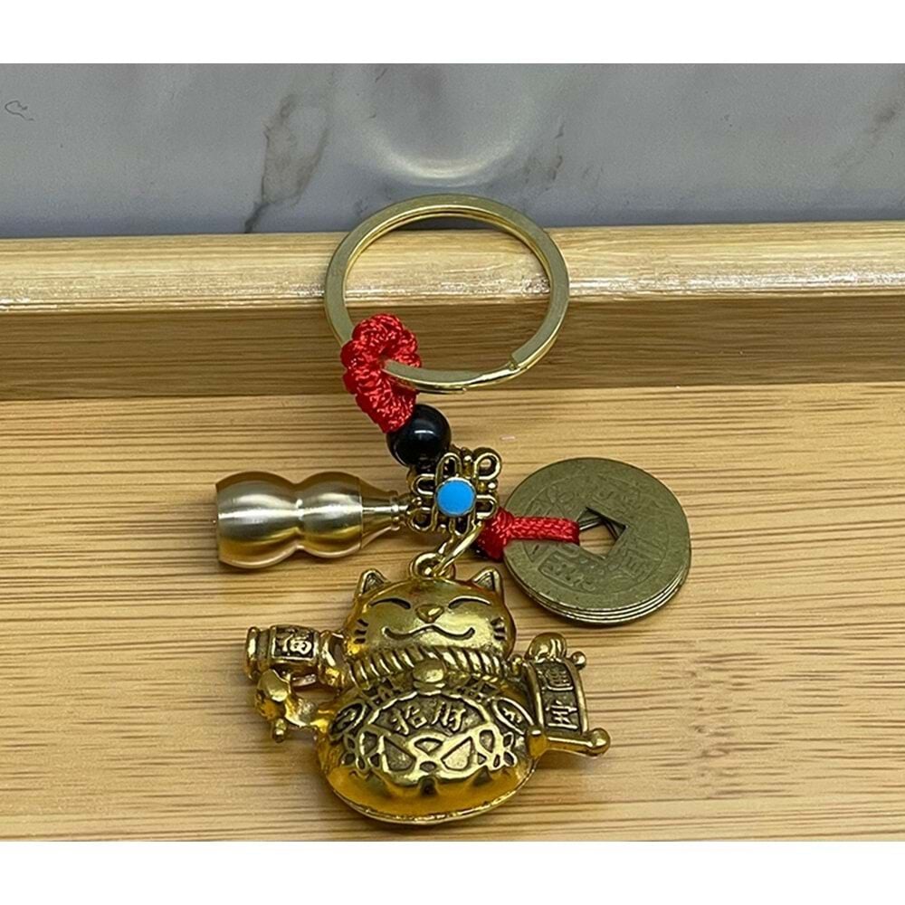 Şans Ve Bereket Maneki Neko Kedi Metal Anahtarlık