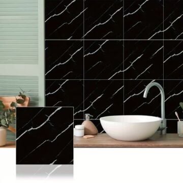 Siyah Mermer Desenli Alüminyum Duvar Stickeri (30 cm x 30 cm)