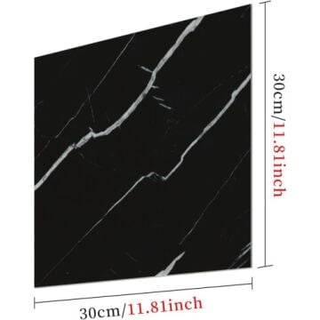 Siyah Mermer Desenli Alüminyum Duvar Stickeri (30 cm x 30 cm)