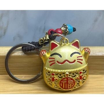 Maneki Neko Şans ve Bereket Sembolü Metal Anahtarlık