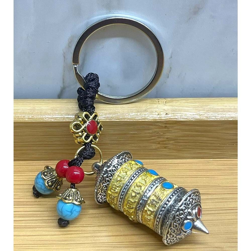 Tibet Şans Çarkı Sembolü Metal Anahtarlık