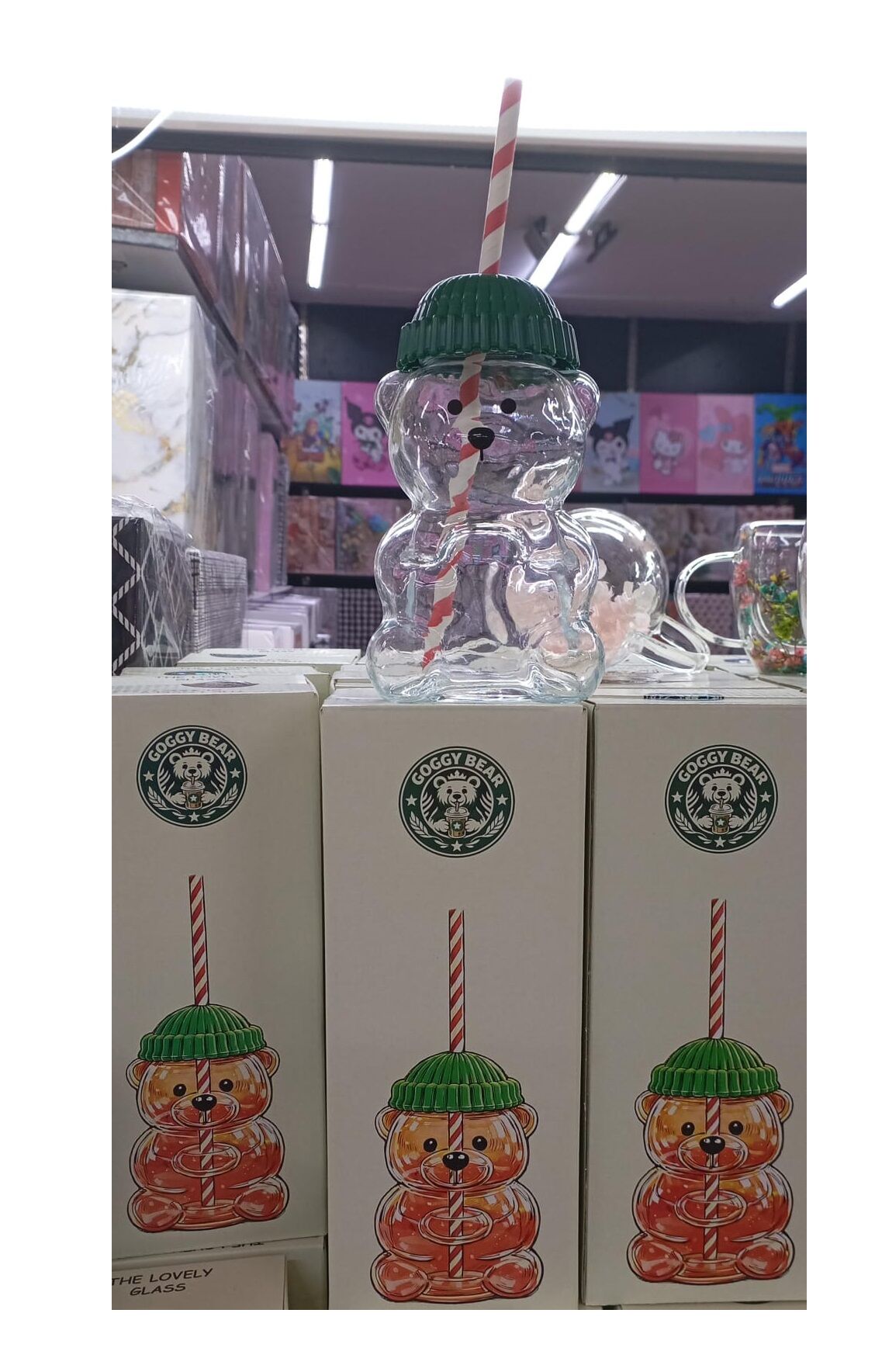 Ayıcık Figürlü Cam İçecek Bardağı