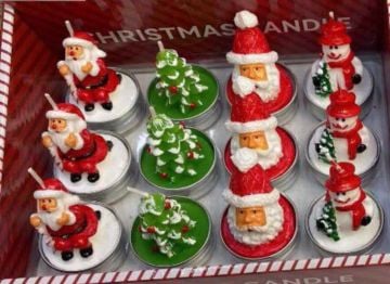 Tealight Yılbaşı Mumu Noel Baba Kardan Adam Ağaç (12 Adet)