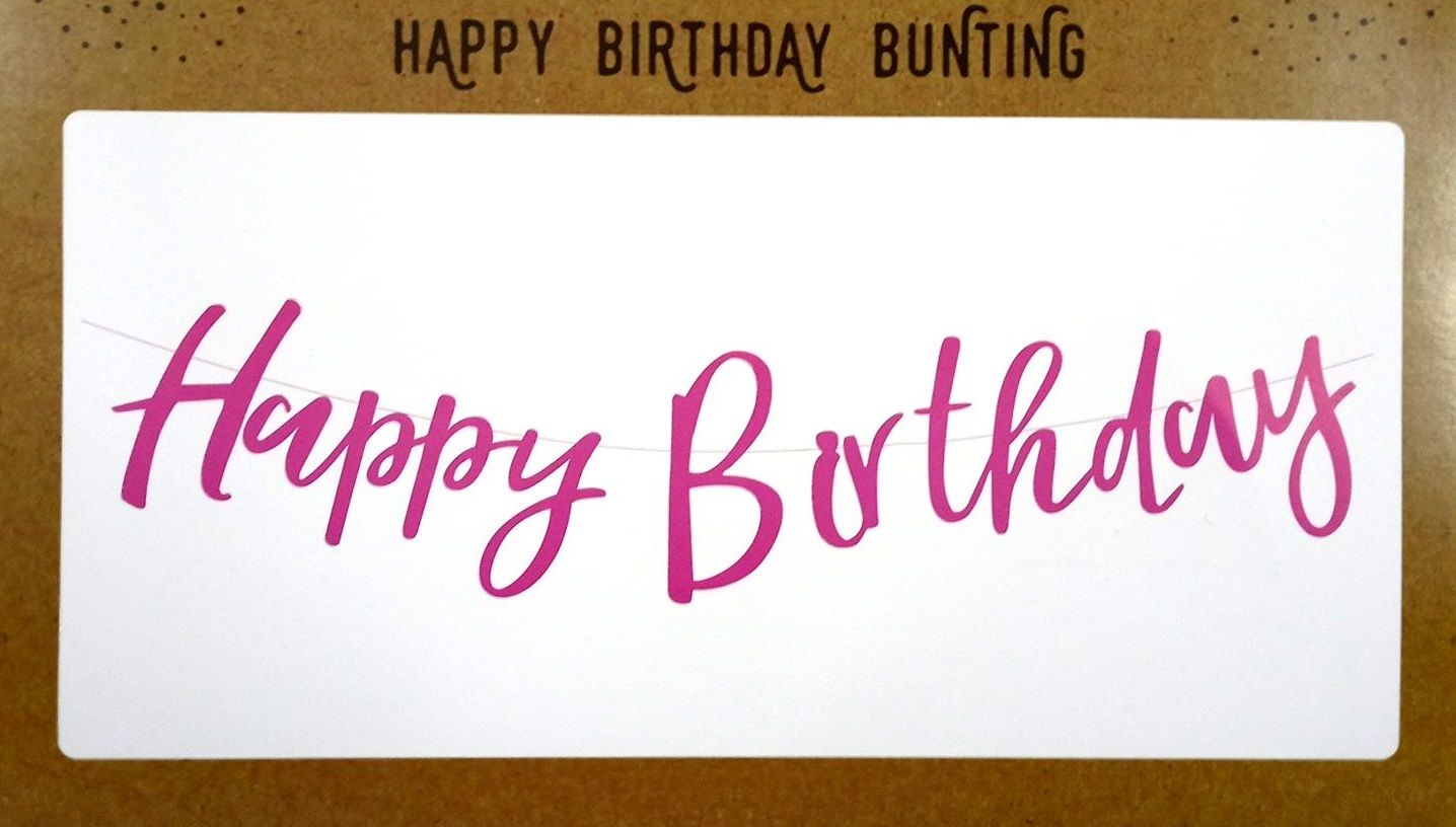 Pembe Happy Birthday Banner Uzar Yazı