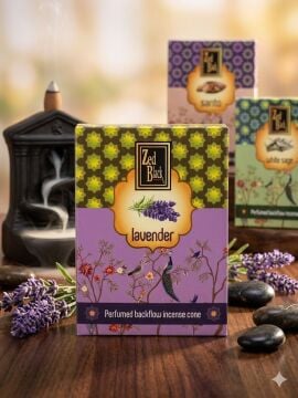 Zed Black Lavanta Geri Akışlı (Backflow) Şelale Konik Tütsü  120 Adet