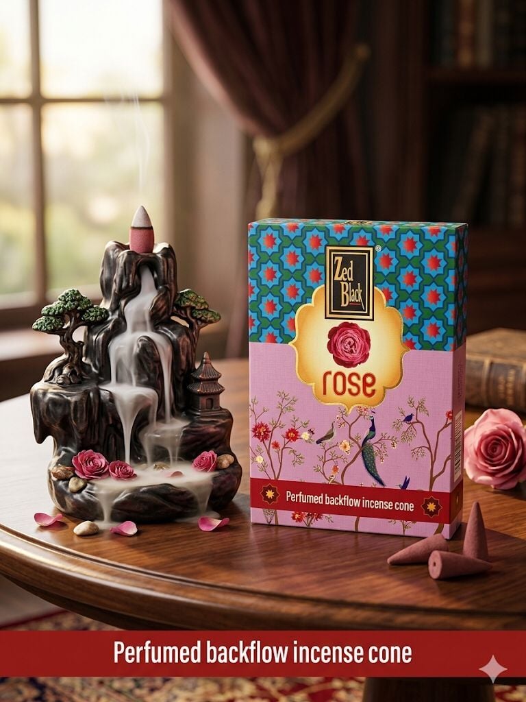 Zed Black Gül Aromalı Geri Akış Şelale (Backflow) Tütsü (120 Adet)