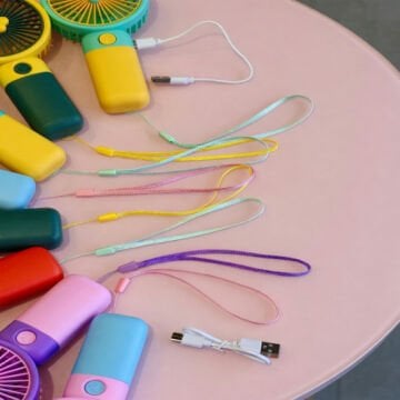 Mini Şarjlı El Fanı Çiçekli İpli Fan Promosyon