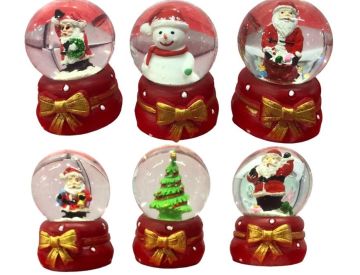 Mini Noel Baba & Kardan Adam & Çam Ağaçlı Cam Kar Küresi