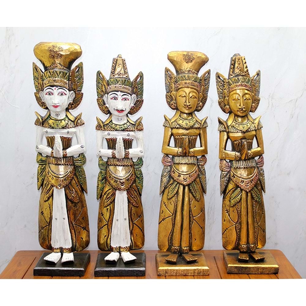Dekoratif Ahşap Ayakta Buda Biblosu Heykeli 2'li (70 cm)