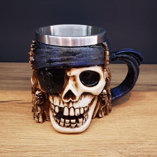 3 Boyutlu Korsan Kuru Kafa Tasarımlı 3D Kupa Bardak