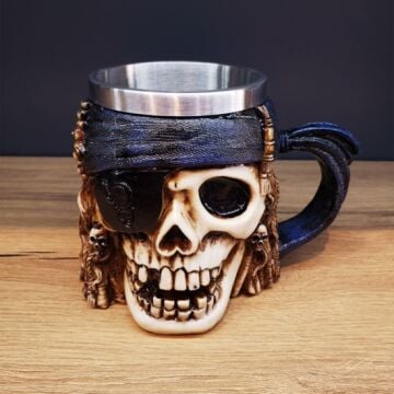 3 Boyutlu Korsan Kuru Kafa Tasarımlı 3D Kupa Bardak