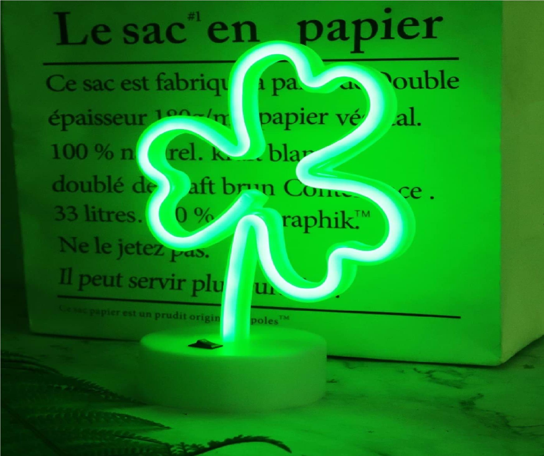 Şans Getiren Yonca Tasarım Neon Işık Gece Lambası Parti & Duvar Dekoru