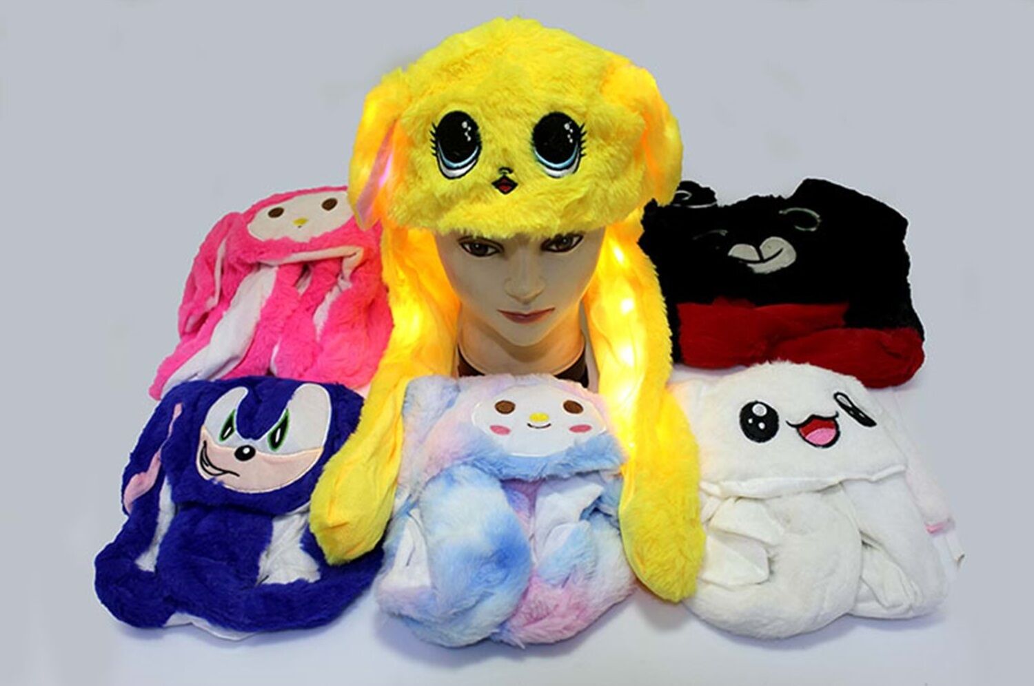 Peluş Işıklı Hareketli Tavşan Kulaklı Şapka