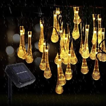 Solar Güneş Enerjili 30 Ledli Su Damlaları Bahçe Aydınlatma (7 Mt)