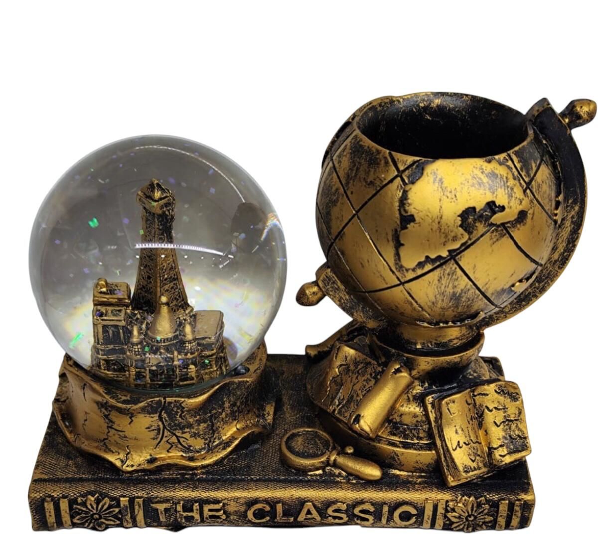 Işıklı Polyester Paris Eyfel Cam Kar Küresi Dünya Kalemlik