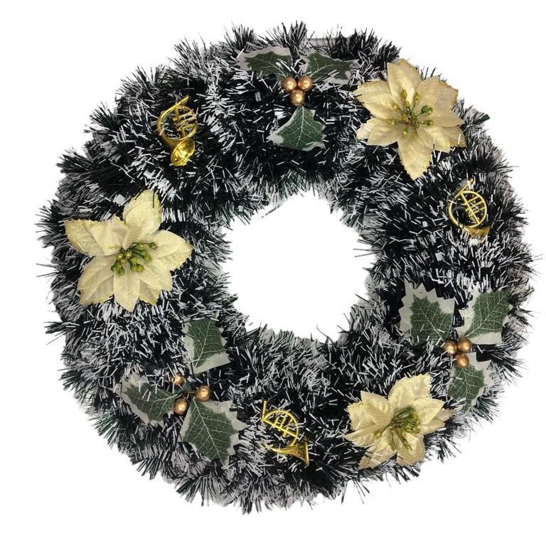 Sarı Çiçekli Gri Temalı Yılbaşı Kapı Süsü (39 cm)