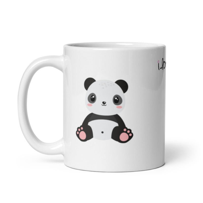 Sevimli Panda Love Temalı Seramik Kupa Bardak