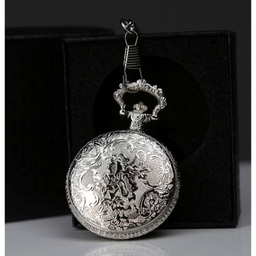 Kutulu Gümüş Romen Rakamlı Antik Köstekli Cep Saati