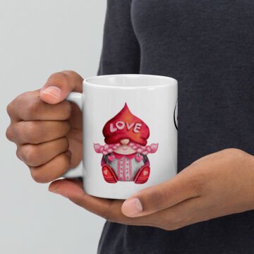 Love Kalp Şapkalı Romantik Temalı Seramik Kupa Bardak