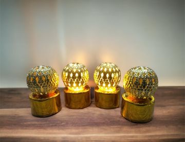 Portatif Mini Led Kubbe Gold Ramazan Süsü Lamba (12 Adet)