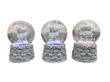 Mini Işıklı Beyaz Melekler Tasarımlı Dekoratif Cam Kar Küresi