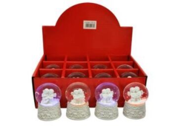 Mini Işıklı Beyaz Melekler Tasarımlı Dekoratif Cam Kar Küresi