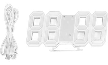 3D LED Beyaz Çerçeveli Dijital Zamanlayıcı İşlevli Çalar Saati