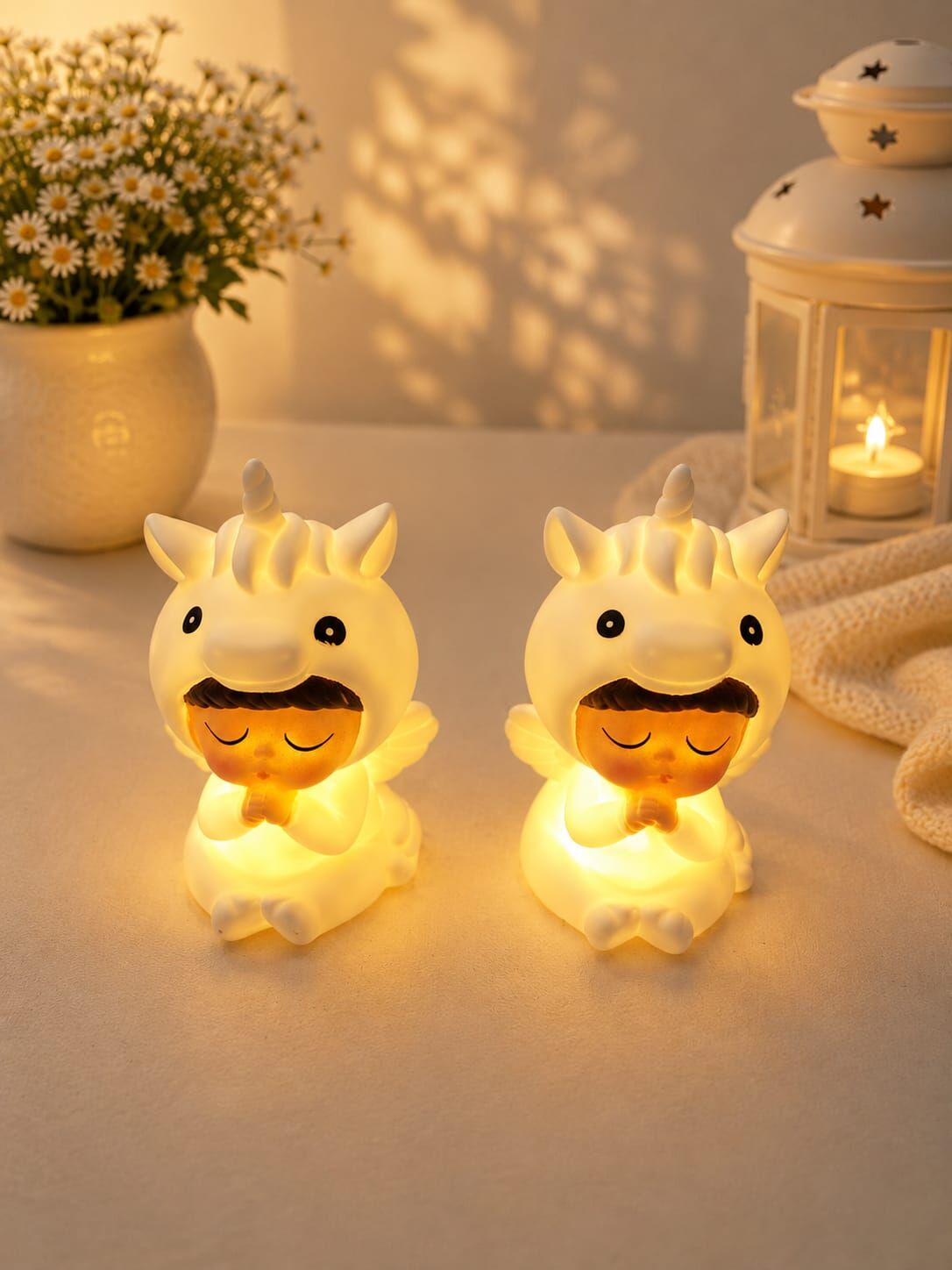 Mini Unicorn Kostümlü Biblo Işıklı Çocuk Odası Masa Üstü Dekoru