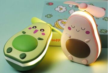 Işıklı Avakado Tasarımlı Makyaj Aynası ve Soğutucu Fan