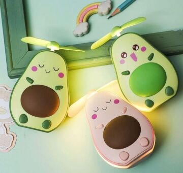 Işıklı Avakado Tasarımlı Makyaj Aynası ve Soğutucu Fan