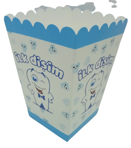 İlk Dişim Mavi Popcorn & Patlamış Mısır Kutusu (8 Adet)
