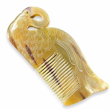 Kuğu Tasarımlı Doğal Bayan Kemik Tarak (14cm)