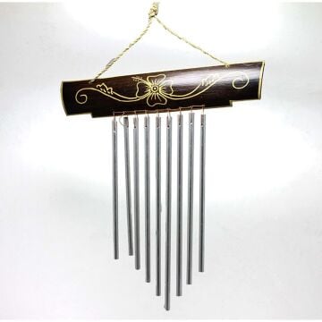 Çiçek Desenli Bambu Metal Rüzgar Çanı (32cm x 32 cm)