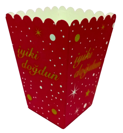 Kırmızı Gold İyi Ki Doğdun Popcorn & Patlamış Mısır Kutusu (8 Adet)