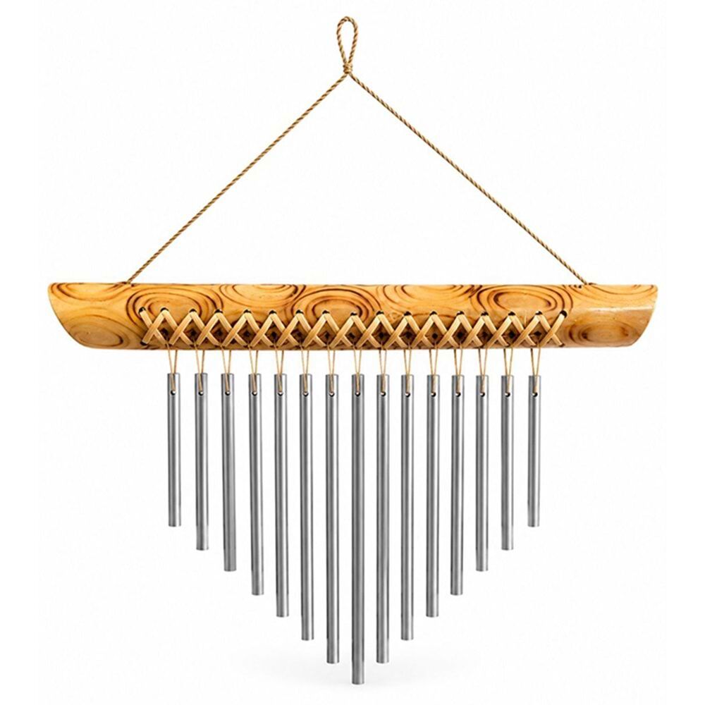 Desenli Bambu Metal Rüzgar Çanı (36cm x 20 cm)
